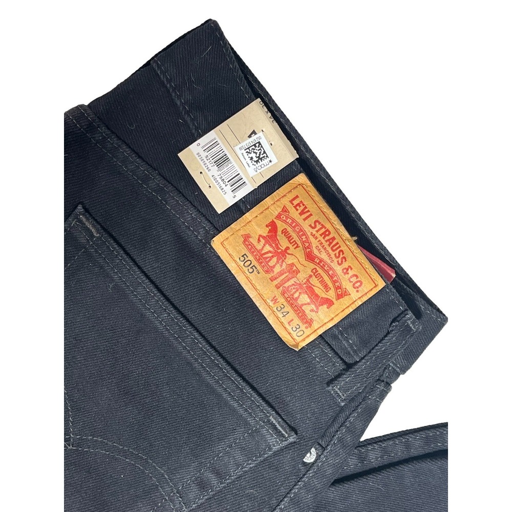 Levi's 505 Regular Fit Jeans Men 34x30 Black Straight Leg Denim 100% Cotton